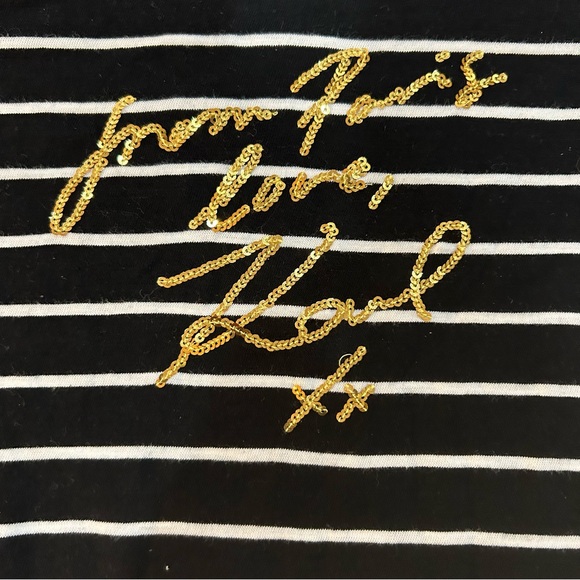 Karl Lagerfeld stripped top with open shoulders and gold logo size SP - Picture 3 of 6